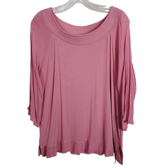 Soft Surroundings Size L Tunic Top Flowy Gauzy Crinkle Sleeves Relaxed Casual - Picture 2 of 11